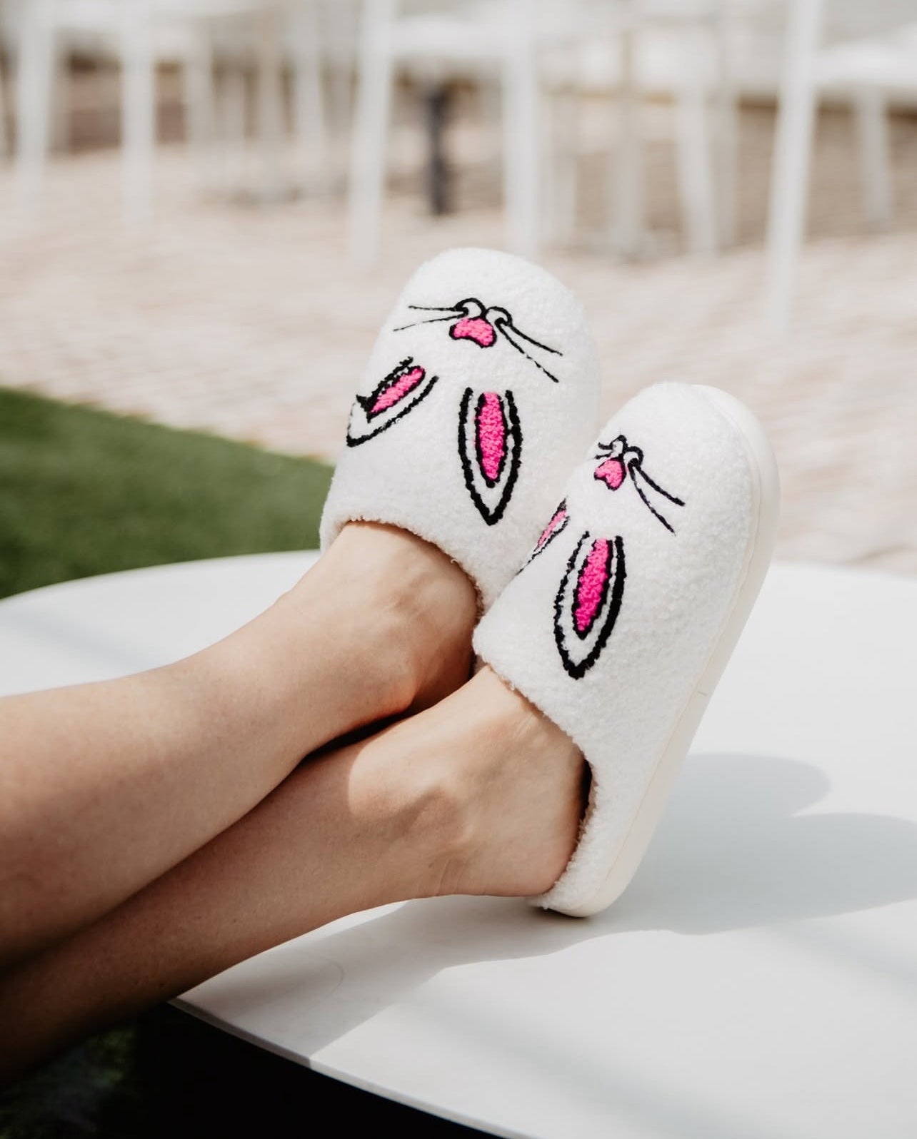 Bunny Face Fuzzy Slippers