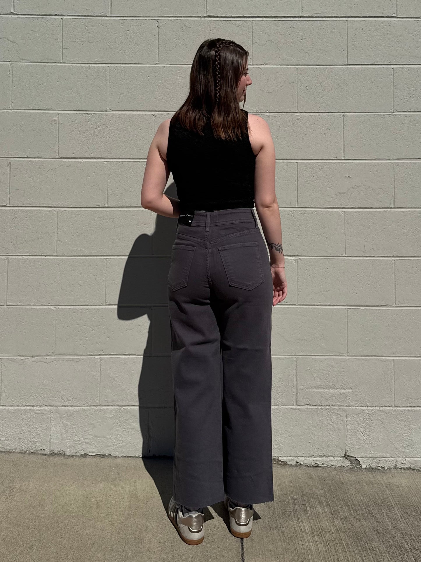 Josiah Charcoal High Rise Utility Wide Leg Jeans