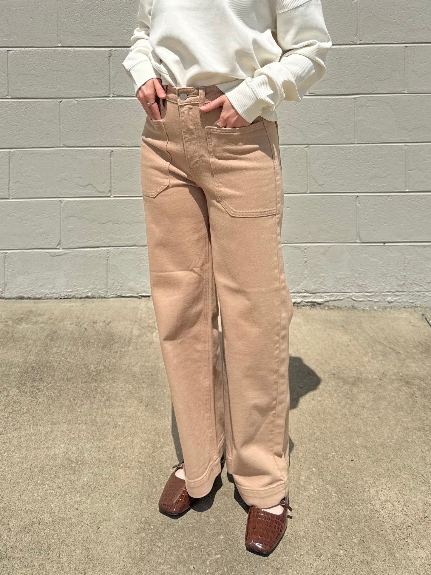 Josiah Latte Utility Wide Leg Jeans