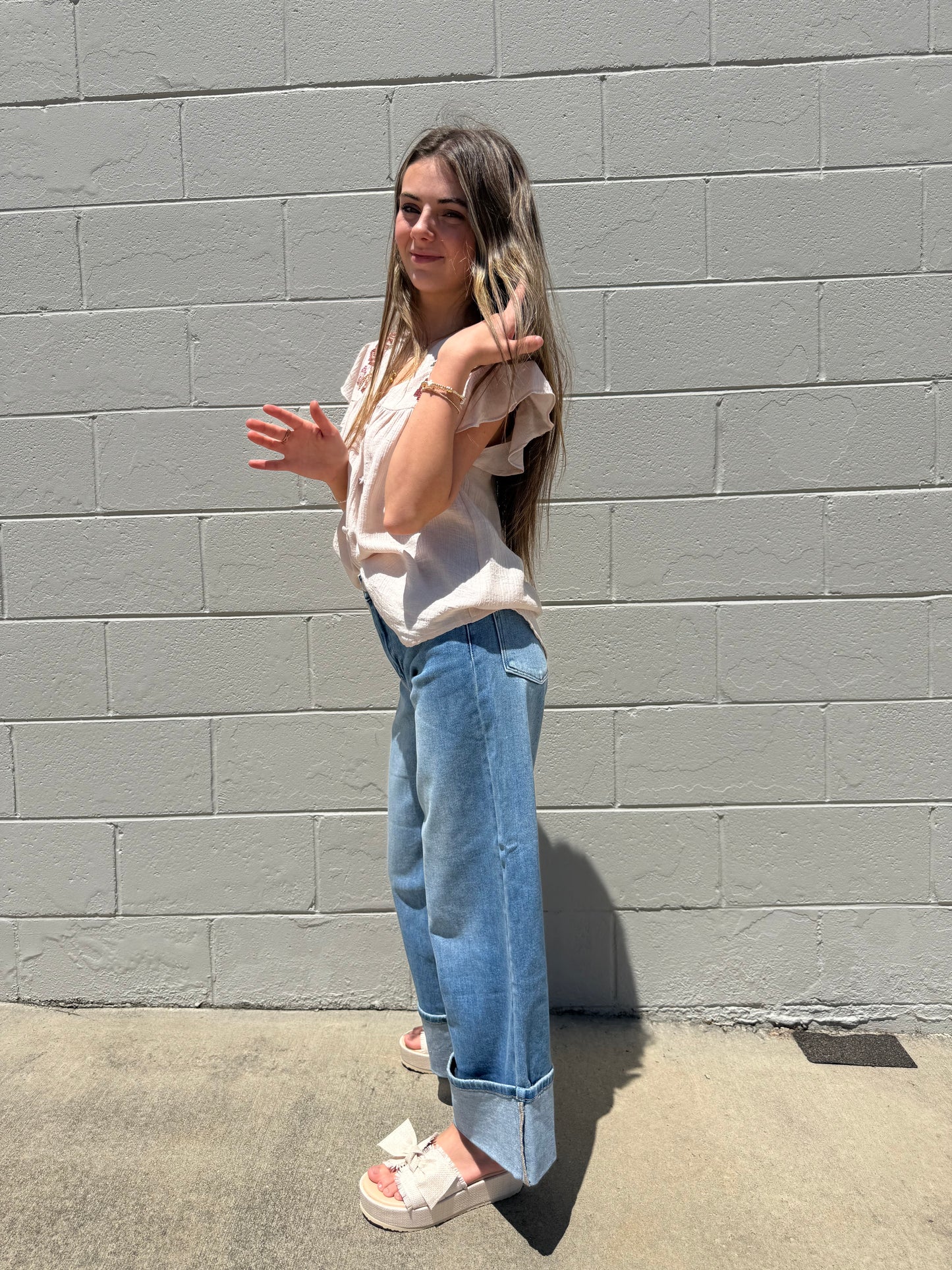 JBD Petite Cuff Slim Wide Jeans
