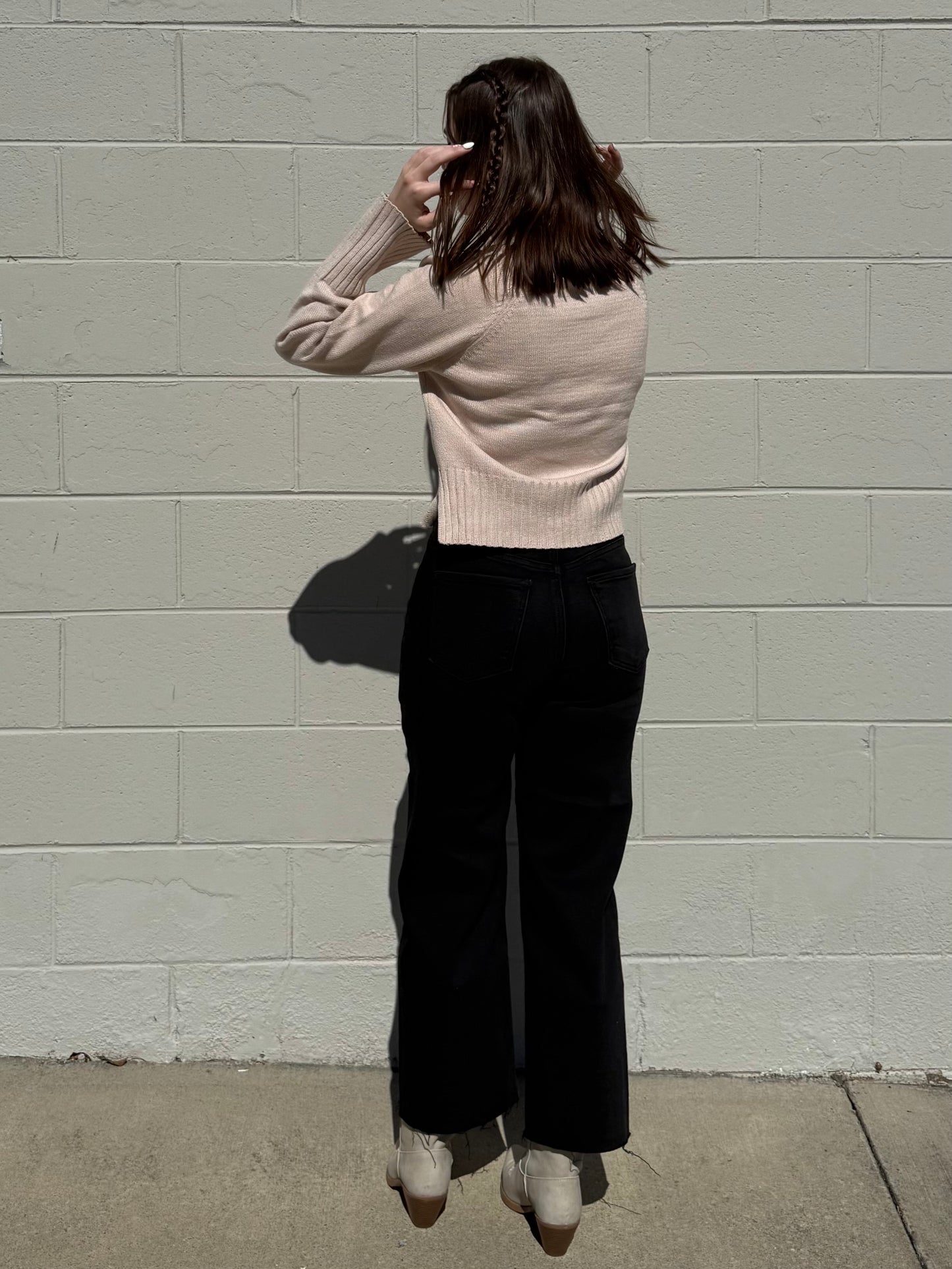 Josiah Washed Black HR Utility Wide Leg