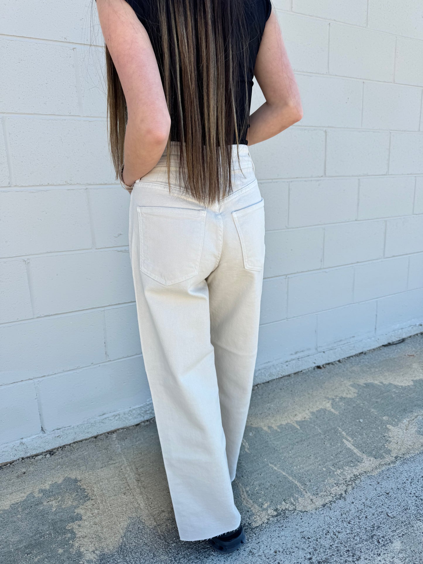 Josiah Sea Salt High Rise Utility Wide Leg Jeans