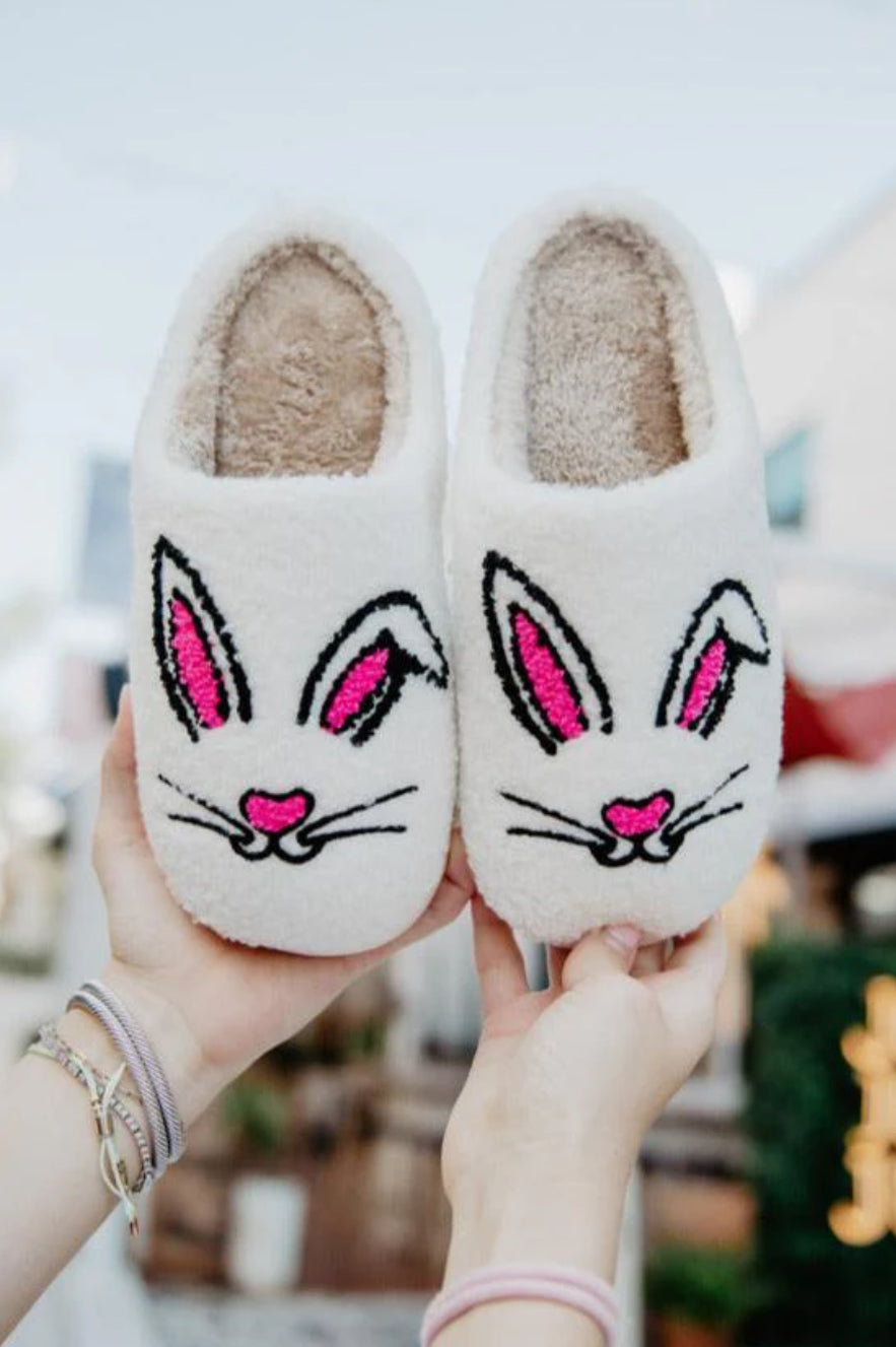 Bunny Face Fuzzy Slippers