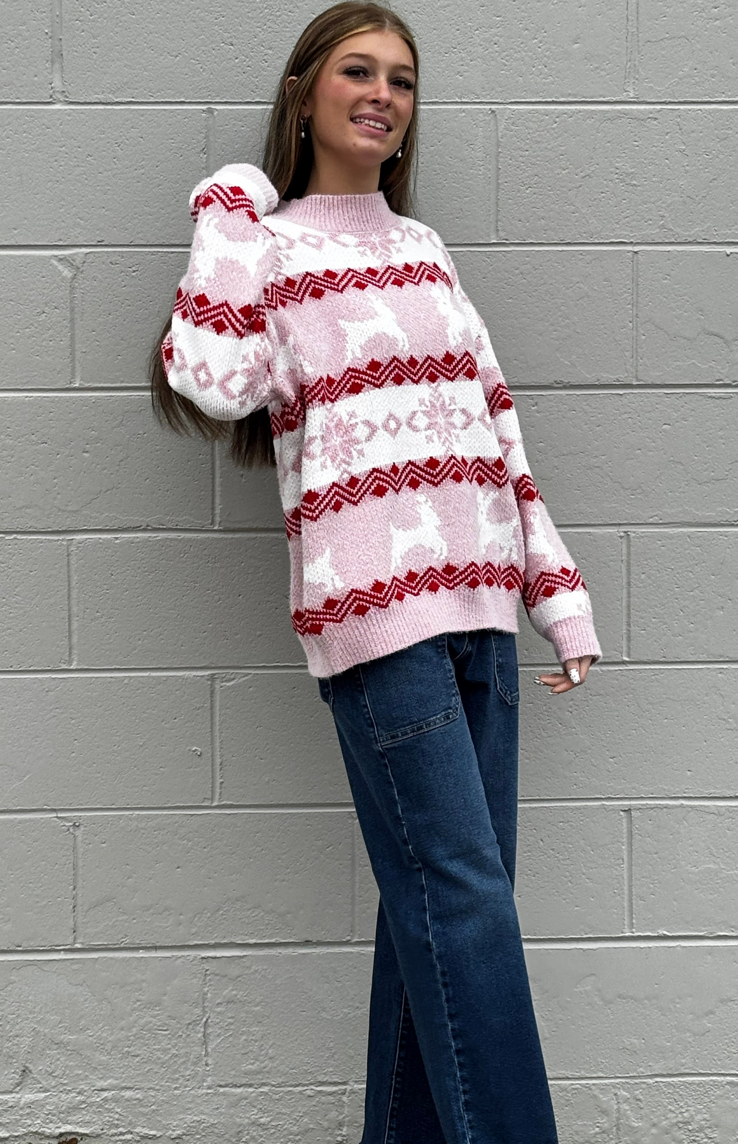 Pink Reindeer Sweater