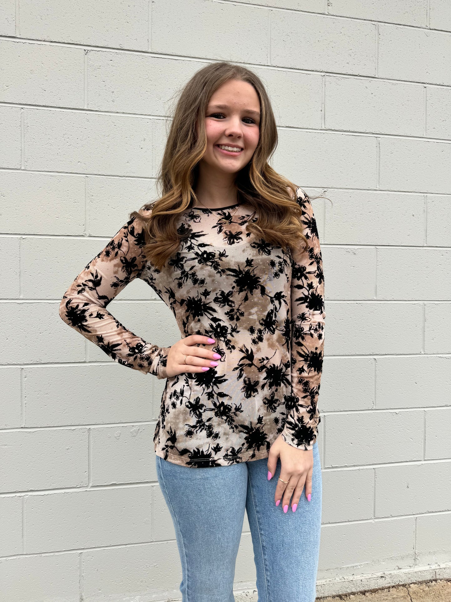Lorin Mesh Longsleeve Top