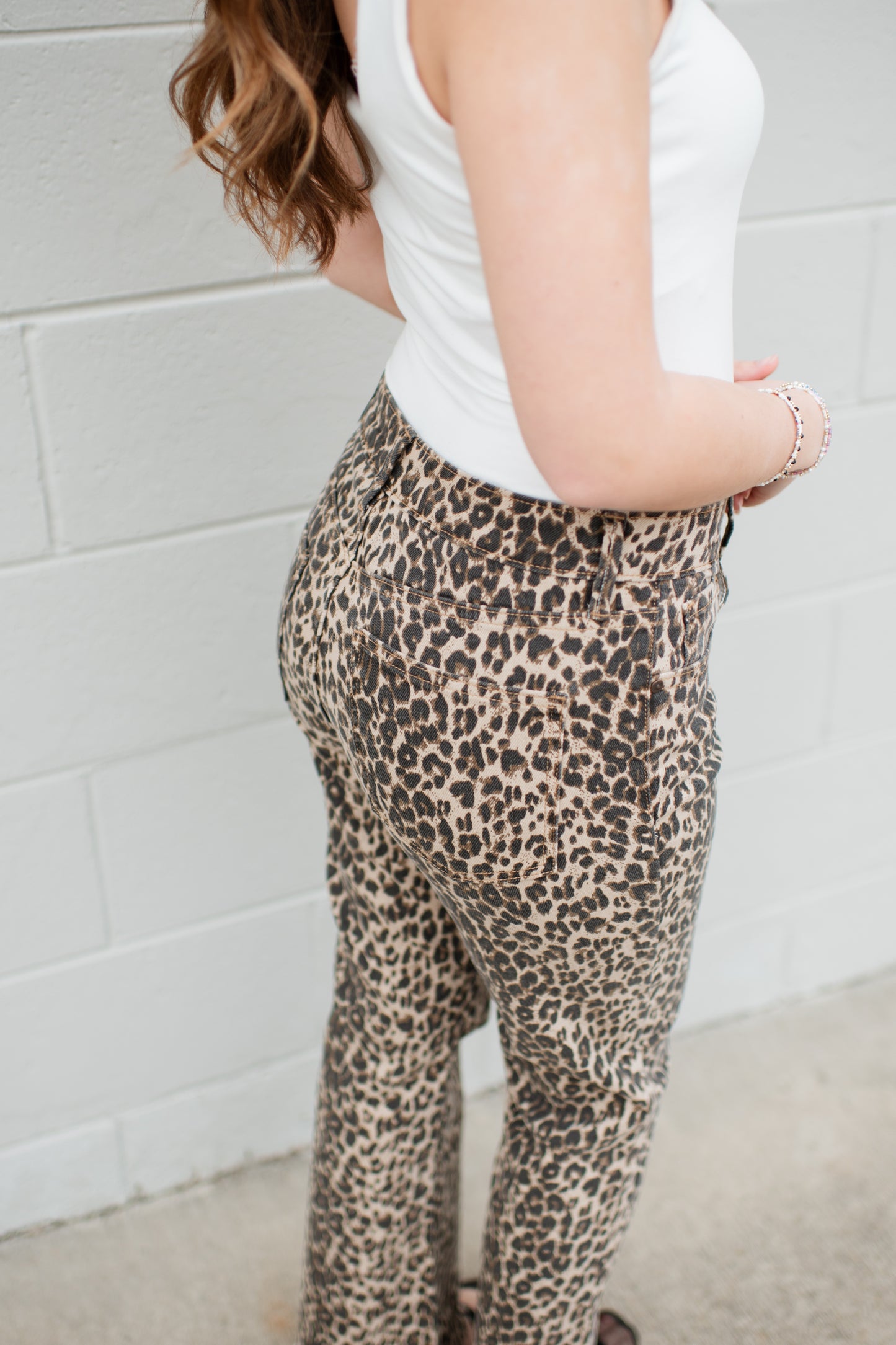 Leopard Crop Flare Jeans