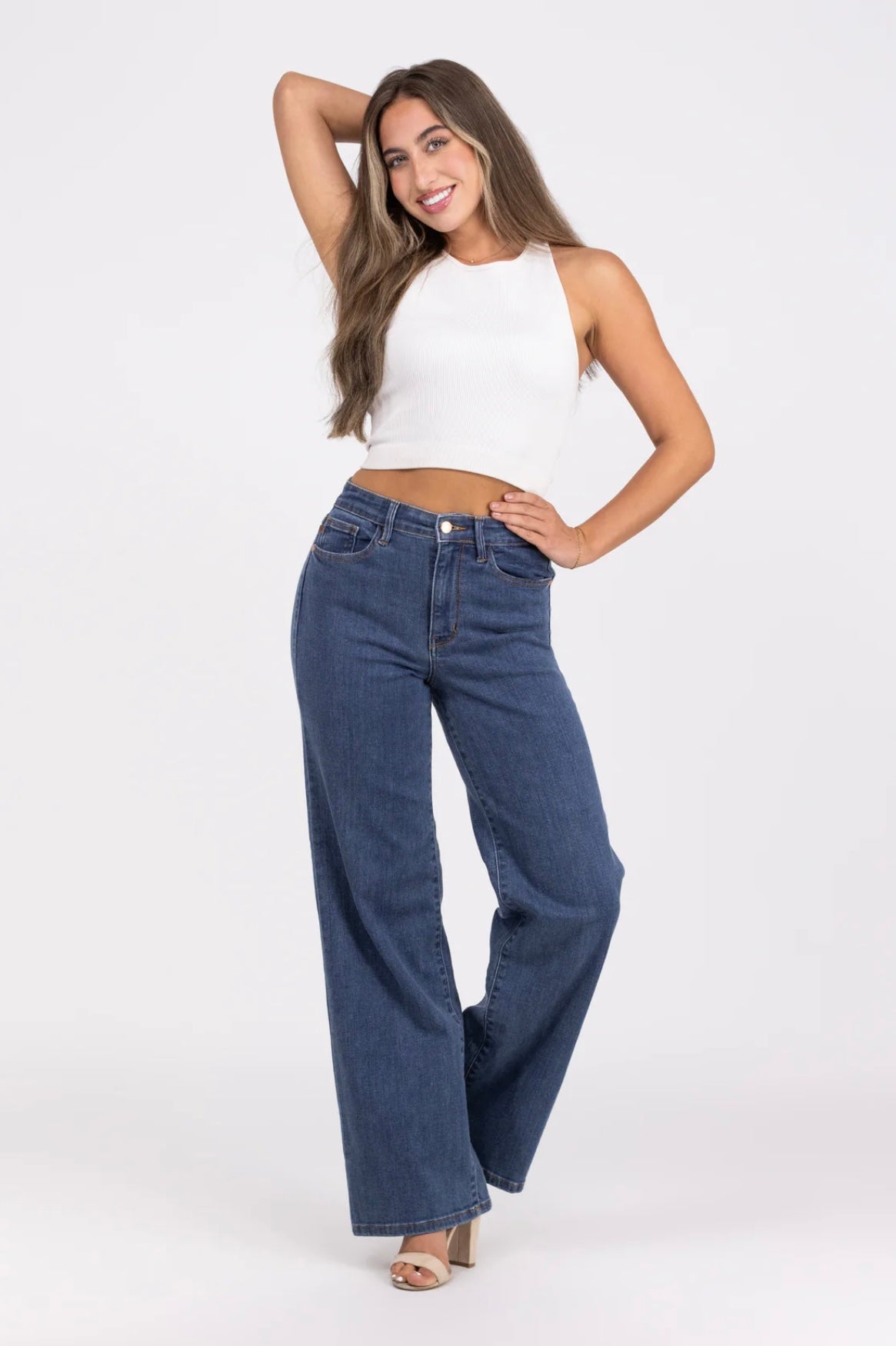 Judy Blue HW Vintage Wide Leg Dark Wash Jean