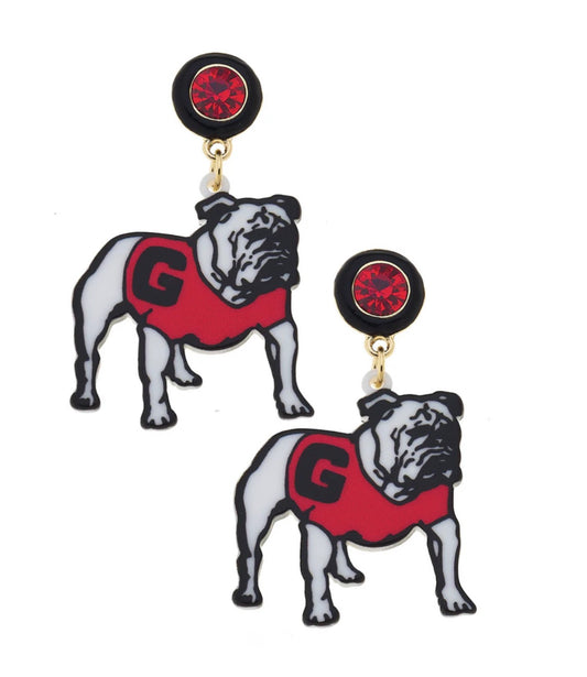 Georgia Dawg Mascot Earrings