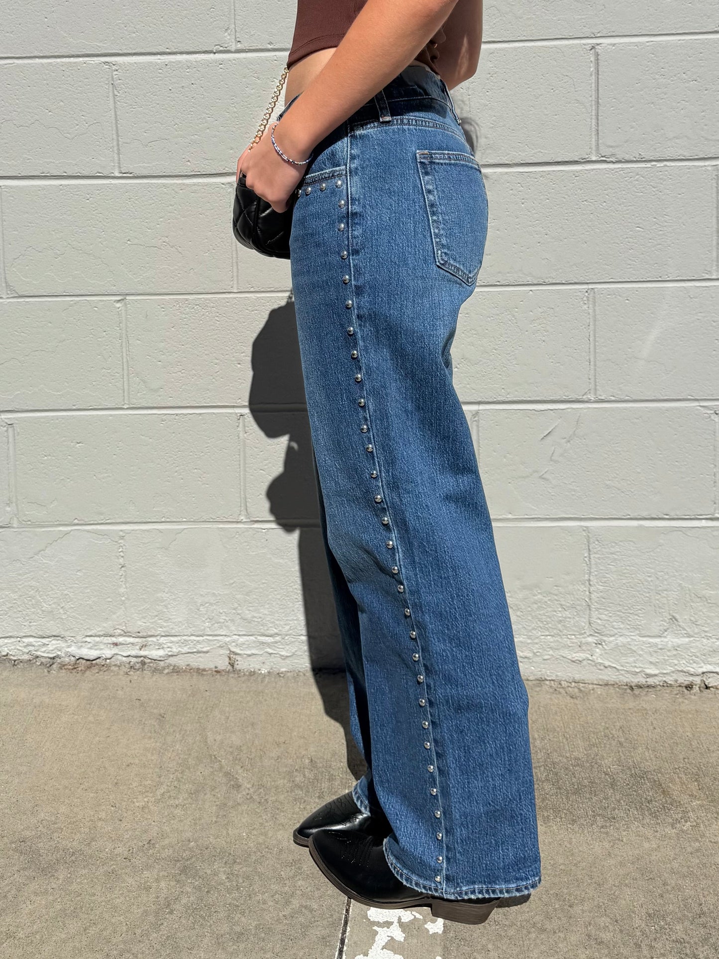 Low Rise Studded Jeans