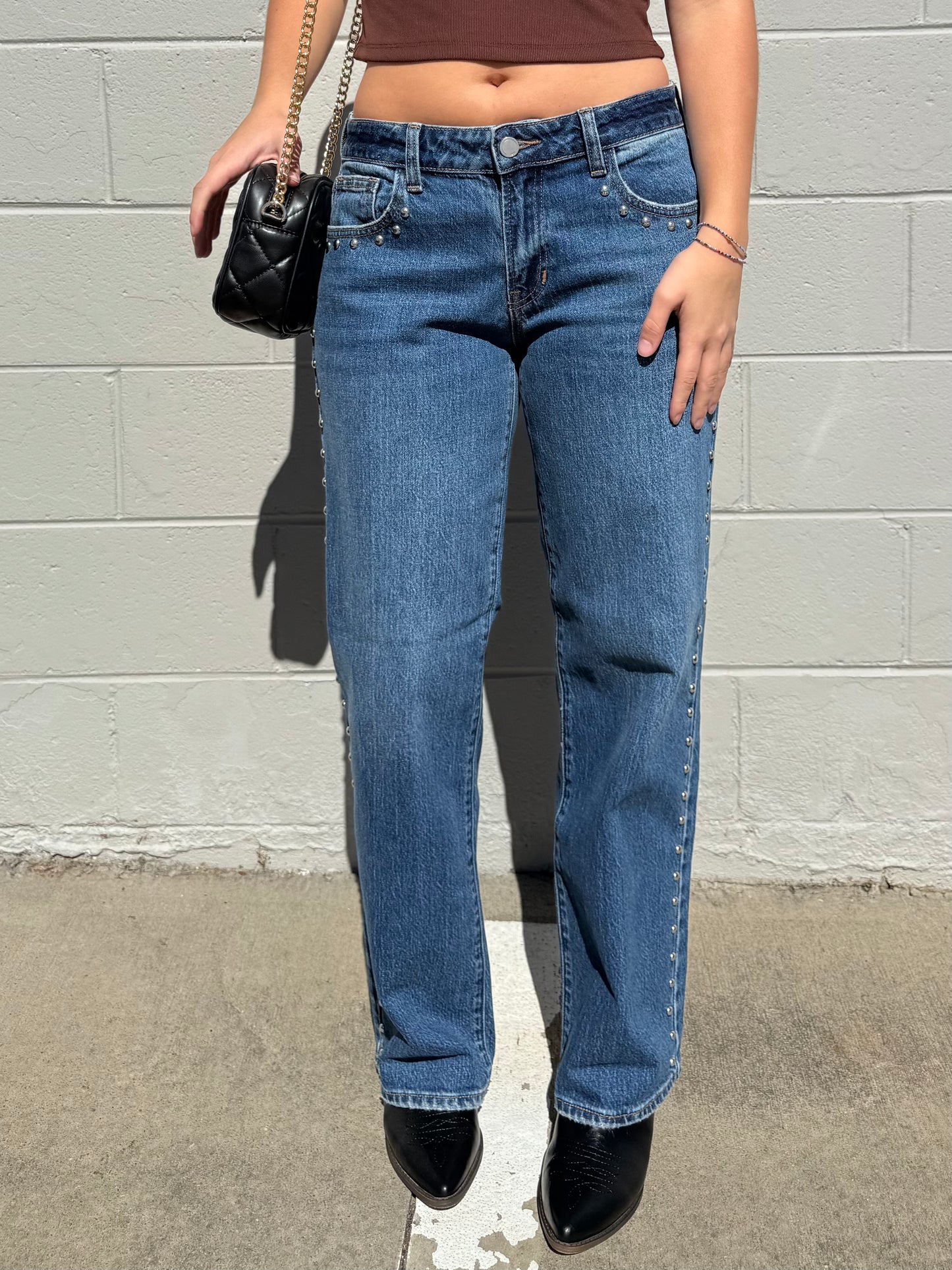 Low Rise Studded Jeans