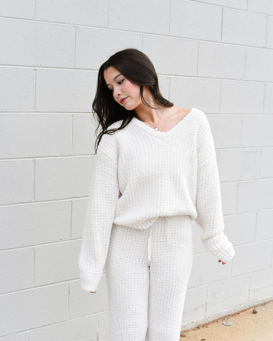 Softies Waffle Marshmallow V-Neck Top