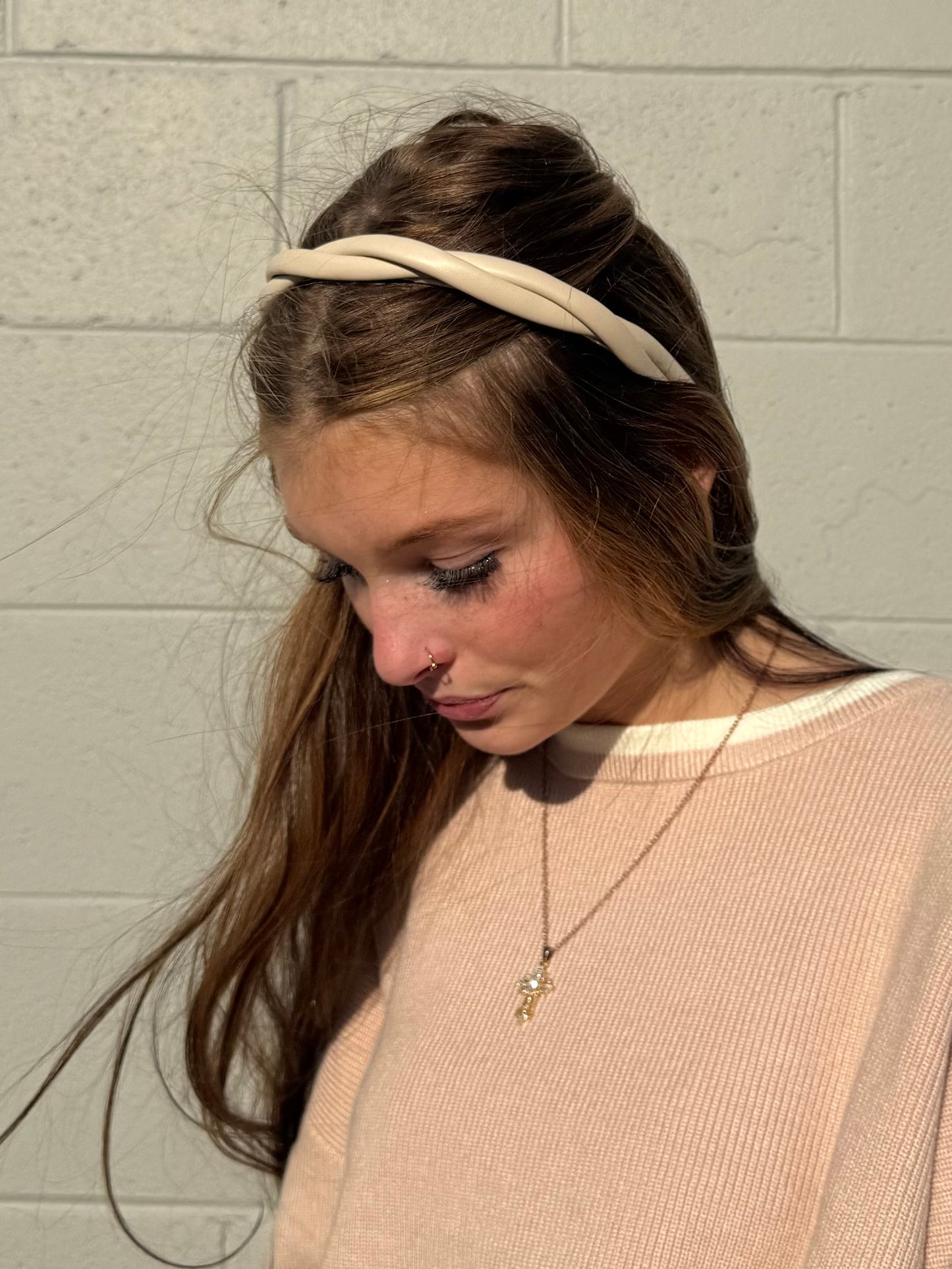 Faux Leather Twist Headband