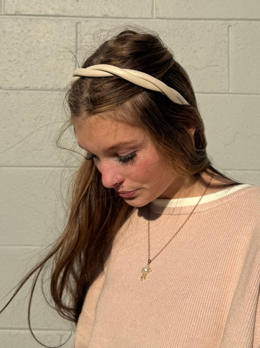 Faux Leather Twist Headband