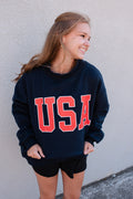 USA & FLAG Reversible MockNeck Sweatshirt