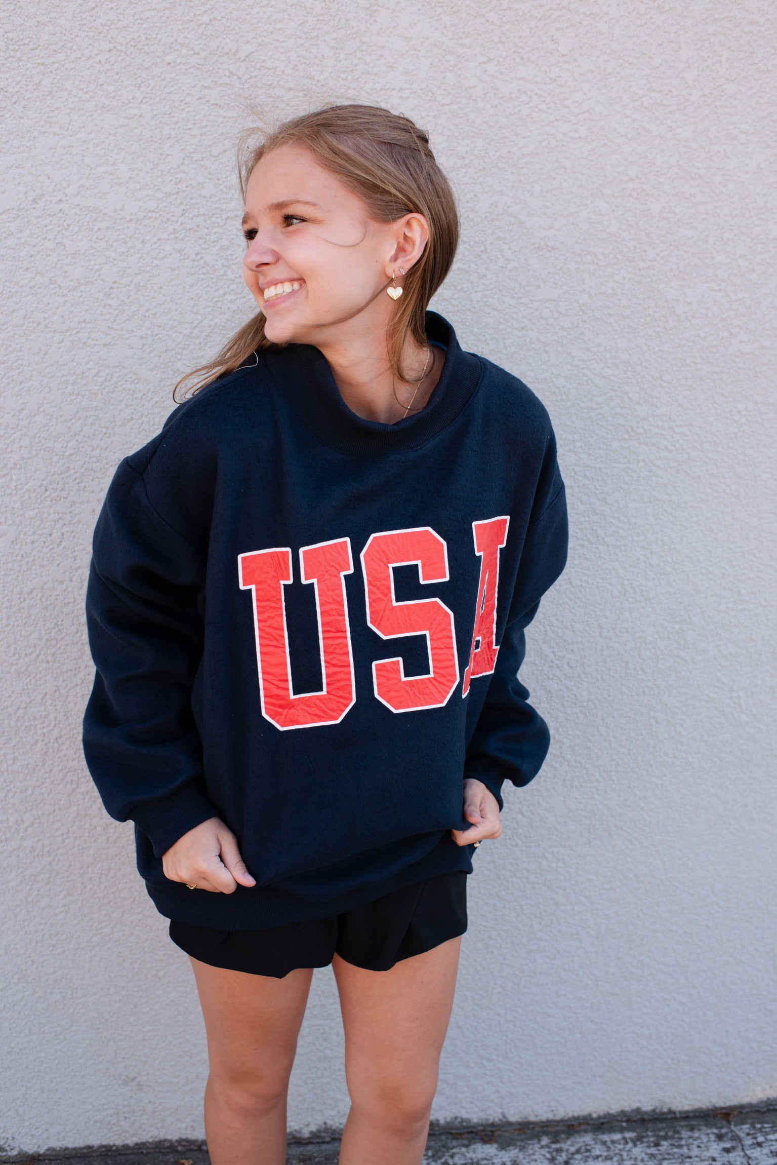 USA & FLAG Reversible MockNeck Sweatshirt