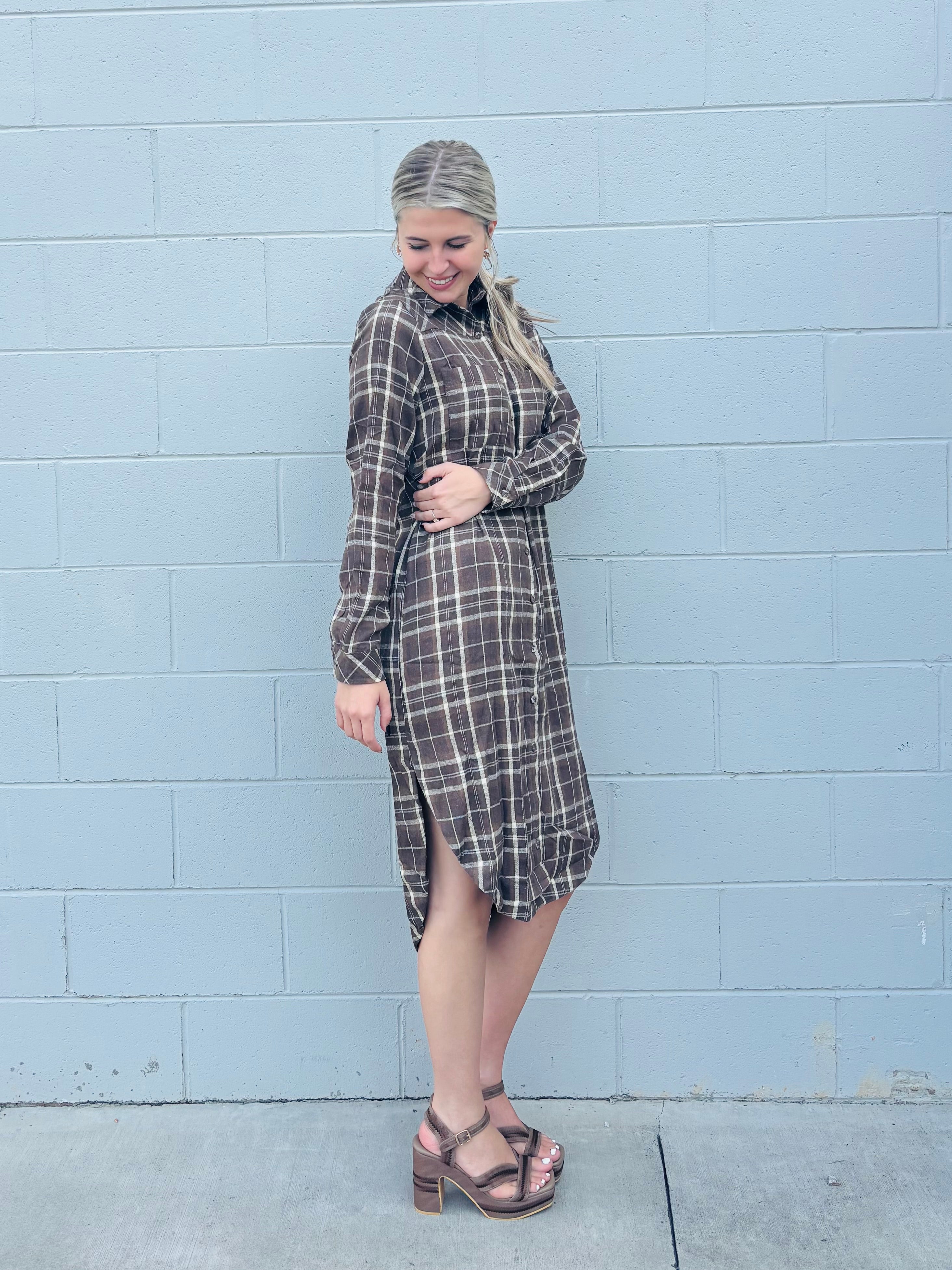 Morocan Flannel Midi-Dress