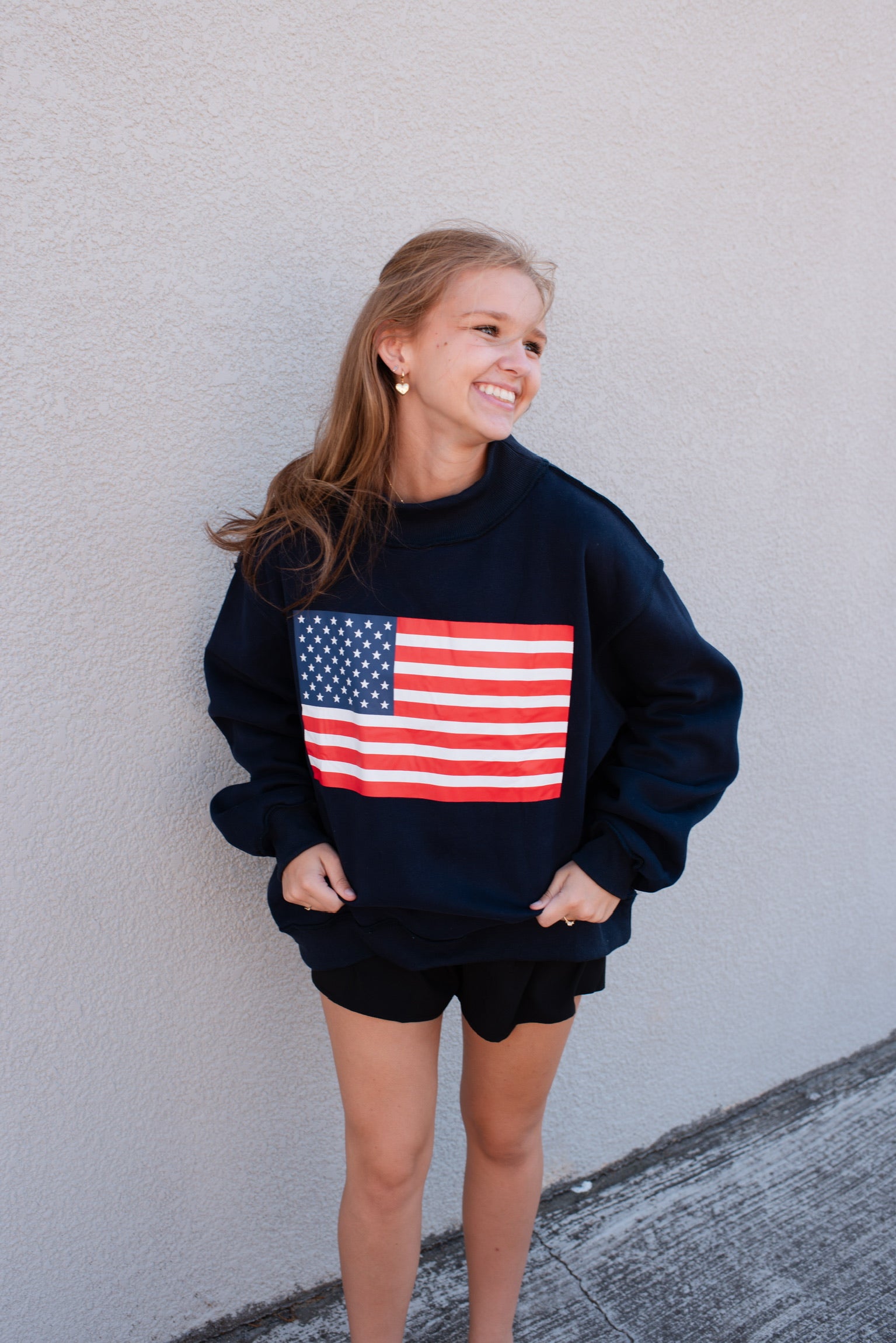 USA & FLAG Reversible MockNeck Sweatshirt