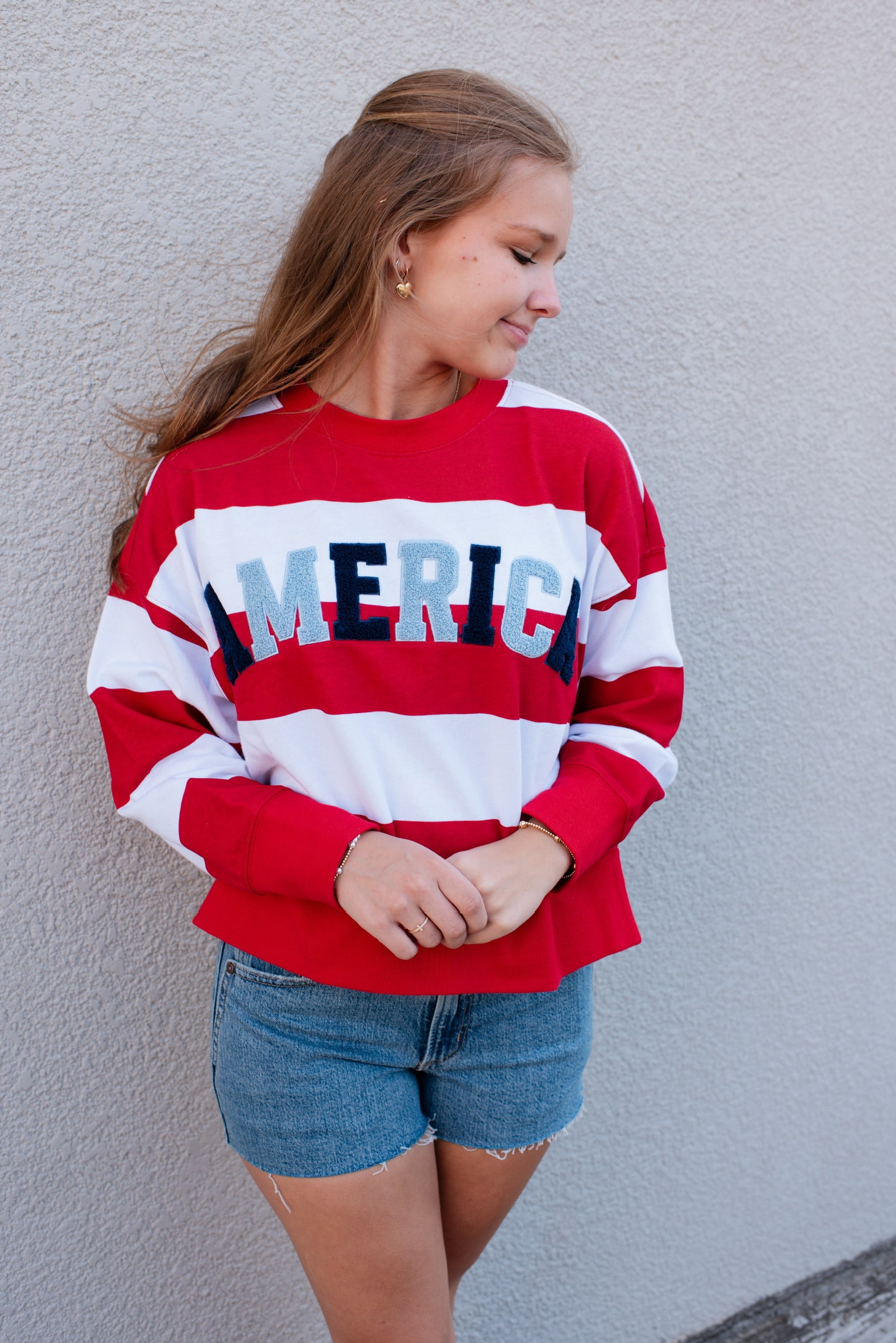 America Striped Crewneck