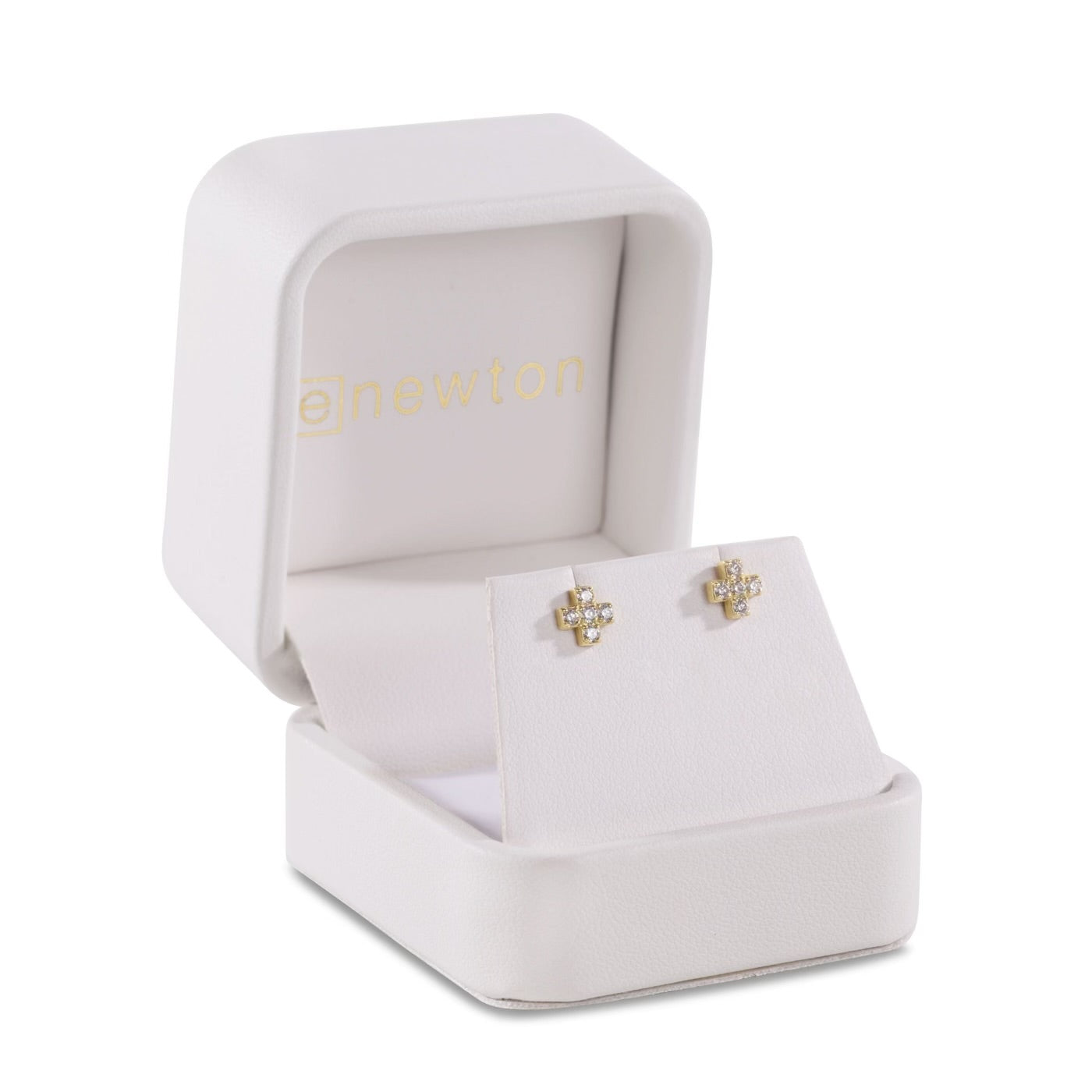 eNewton 14kt Gold and Diamond Signature Cross Studs