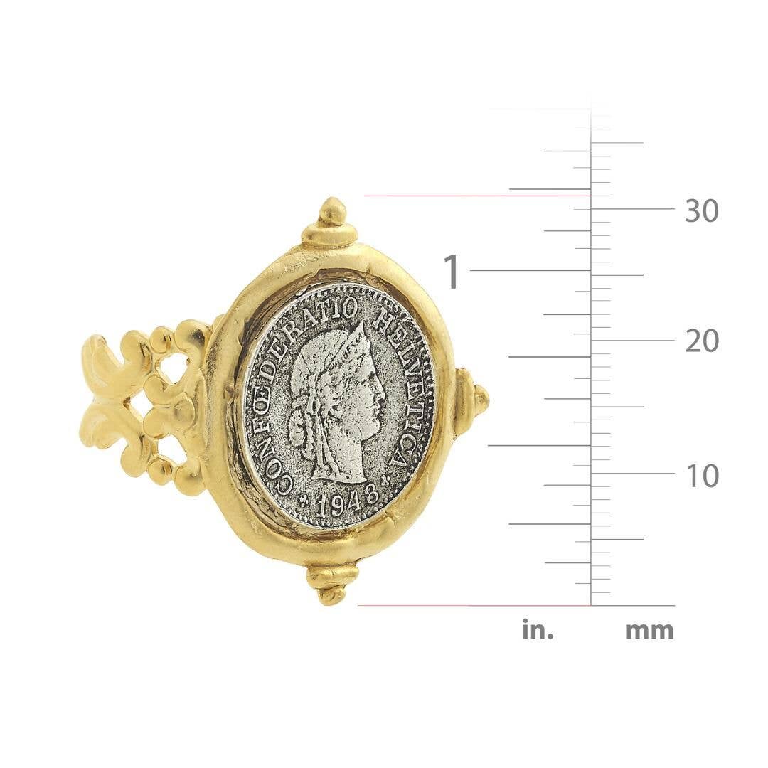Susan Shaw Handcast Gold and Silver Coin Adjustable Ring
