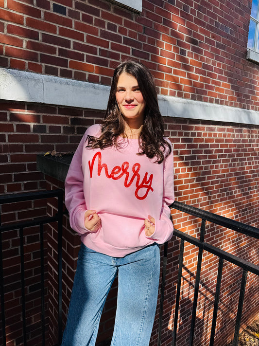 Red Sparkle Merry Sweatshirt