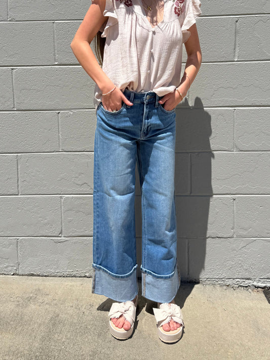 JBD Petite Cuff Slim Wide Jeans