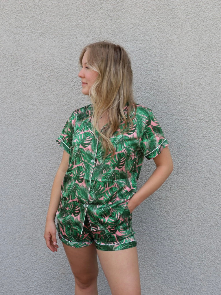 Pink Palm Trees PJ Set