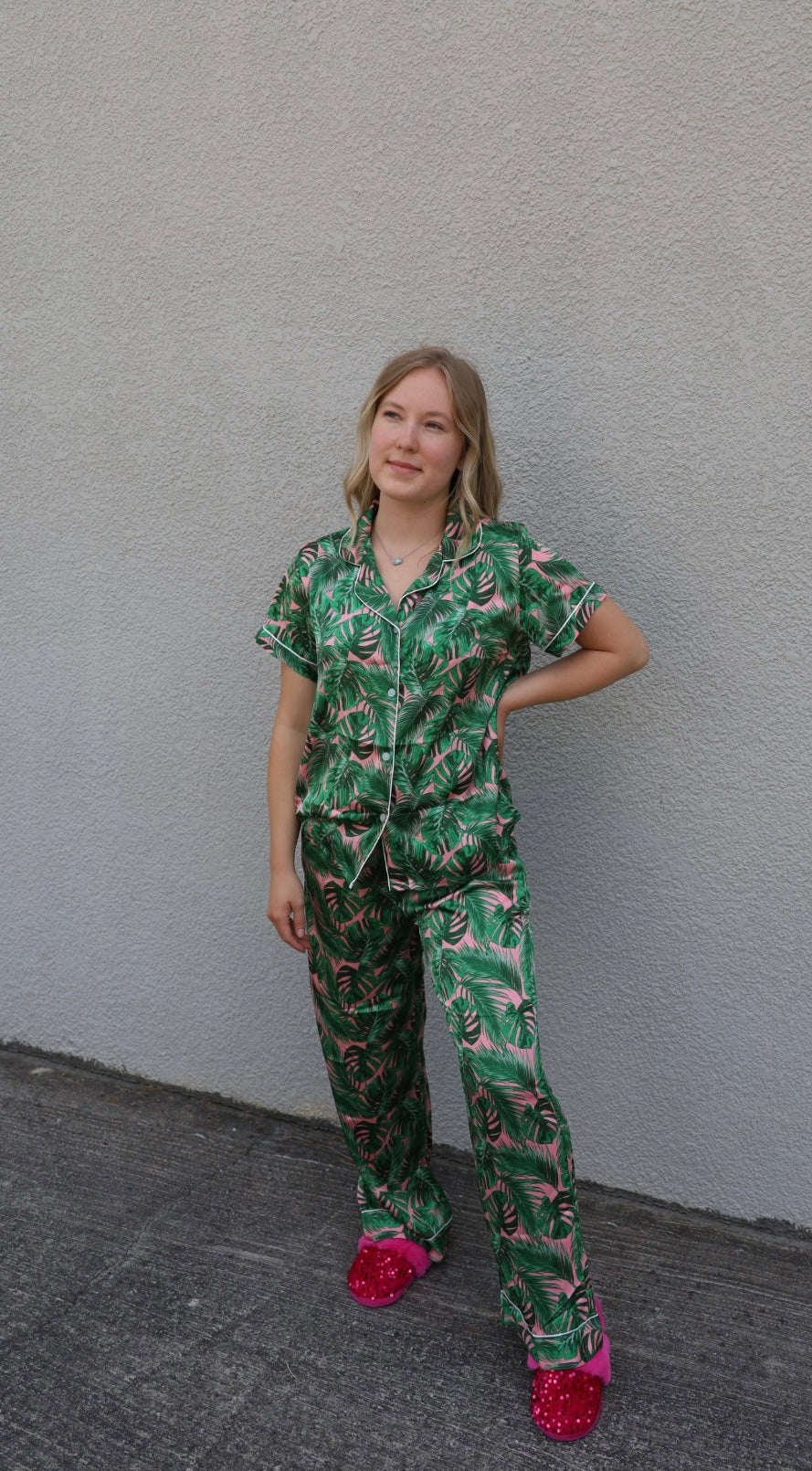 Pink Palm Trees PJ Set