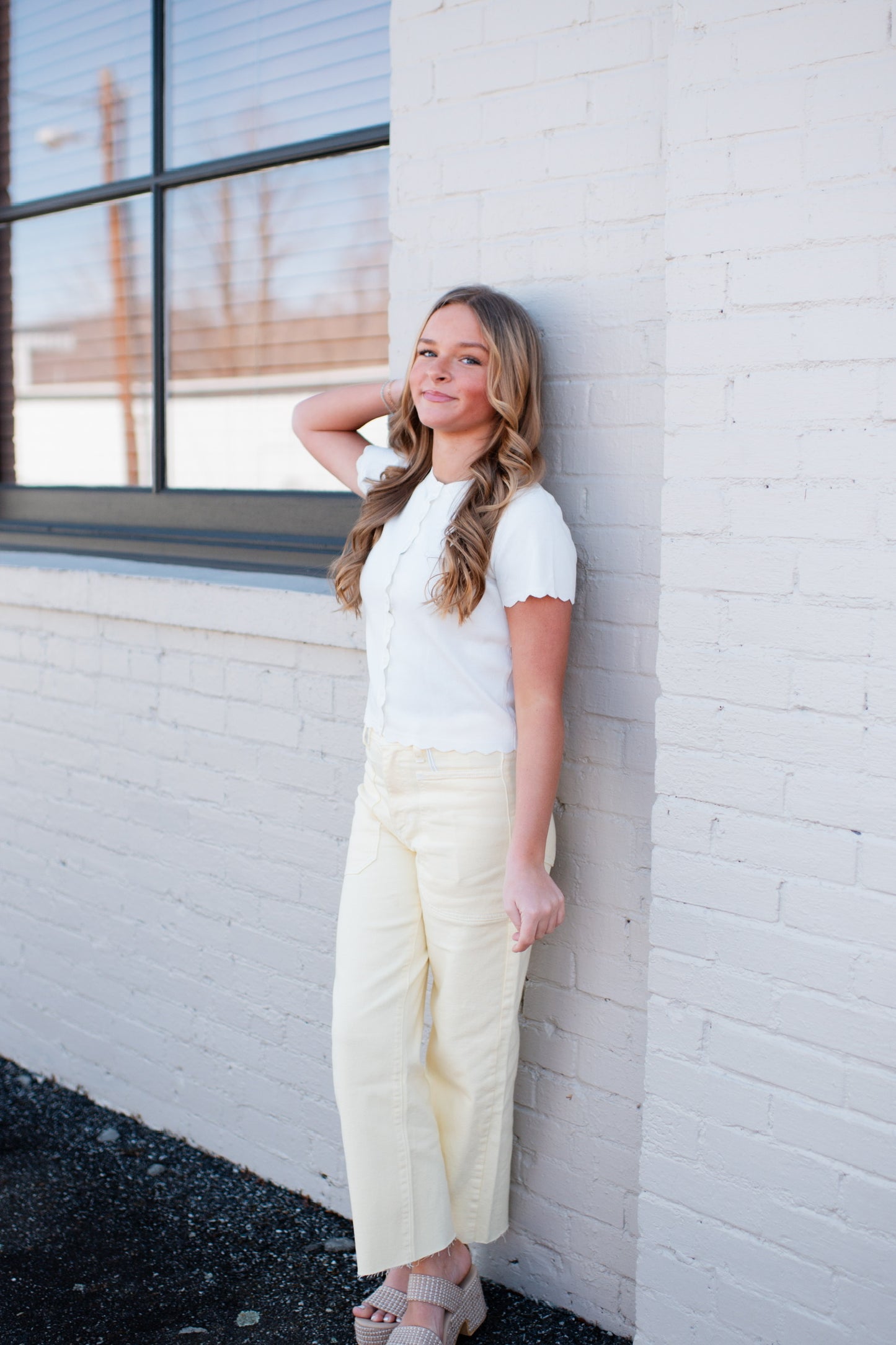 Josiah Pastel Yellow Utility Wide Leg Jean