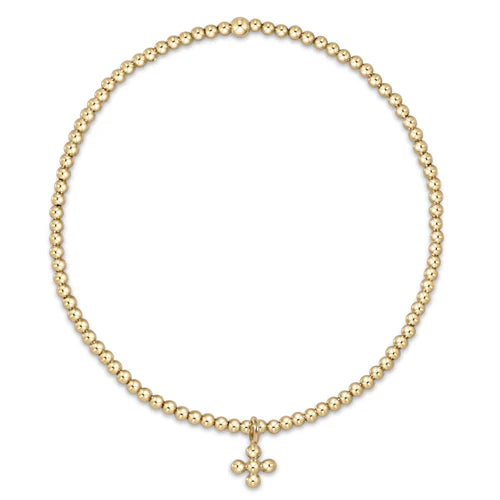ENewton Beaded Signature Cross 2mm - Gold