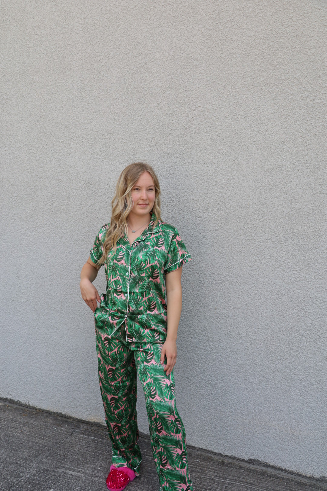 Pink Palm Trees PJ Set