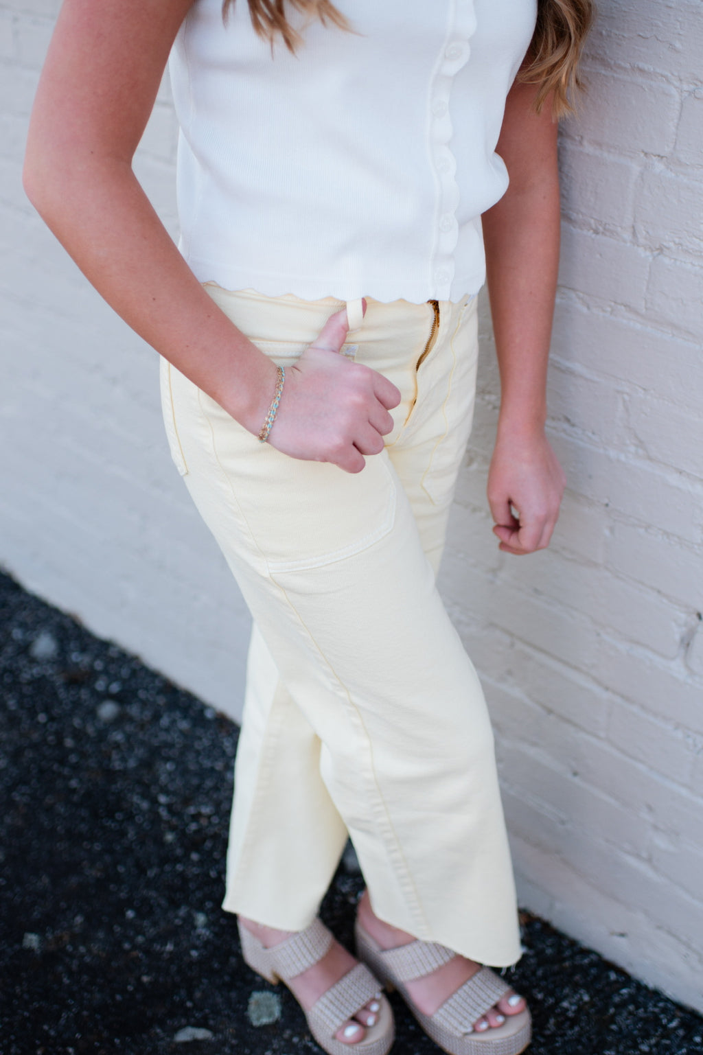 Josiah Pastel Yellow Utility Wide Leg Jean