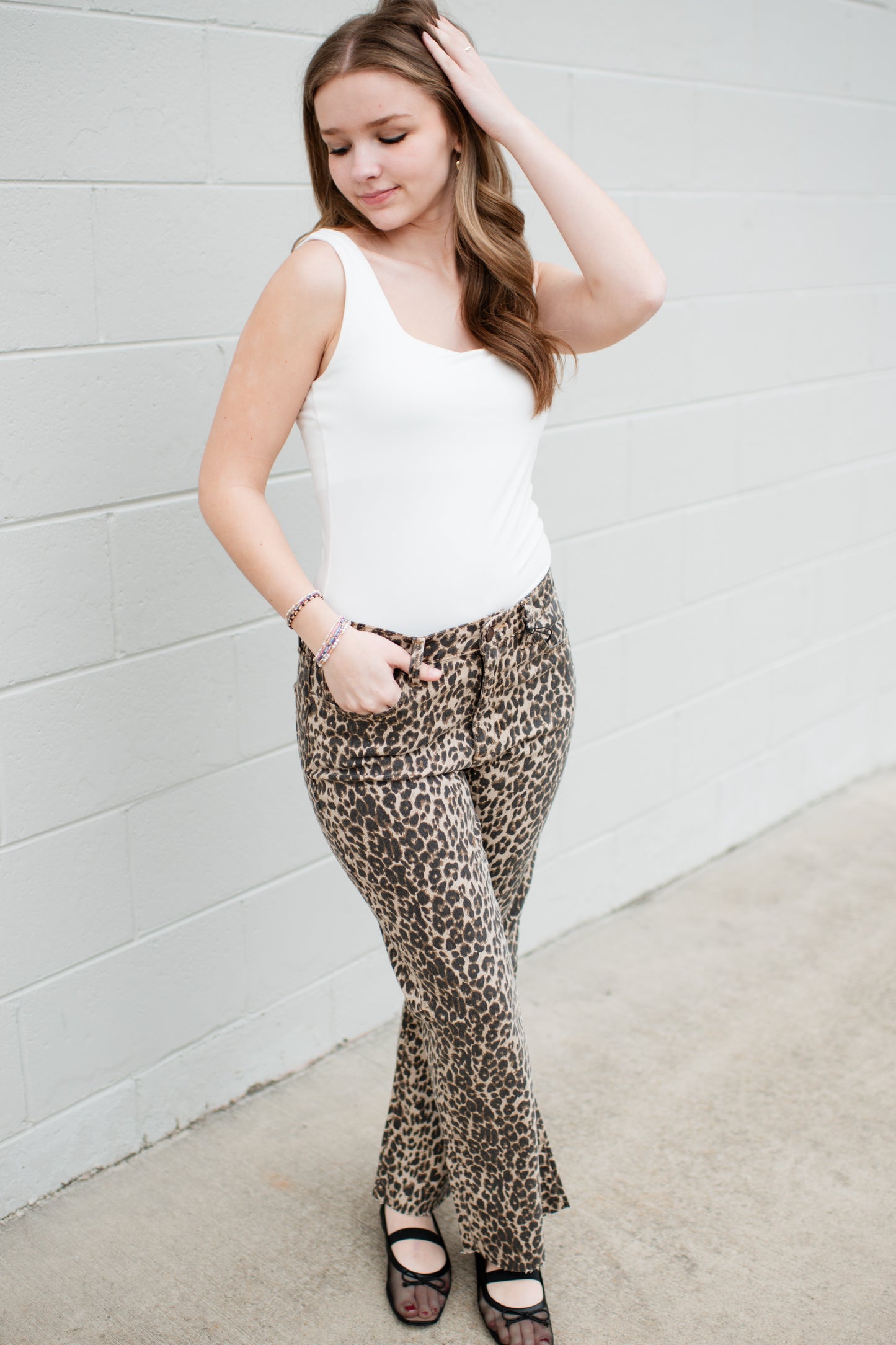 Leopard Crop Flare Jeans