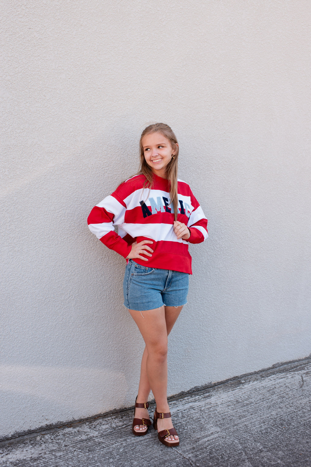 America Striped Crewneck