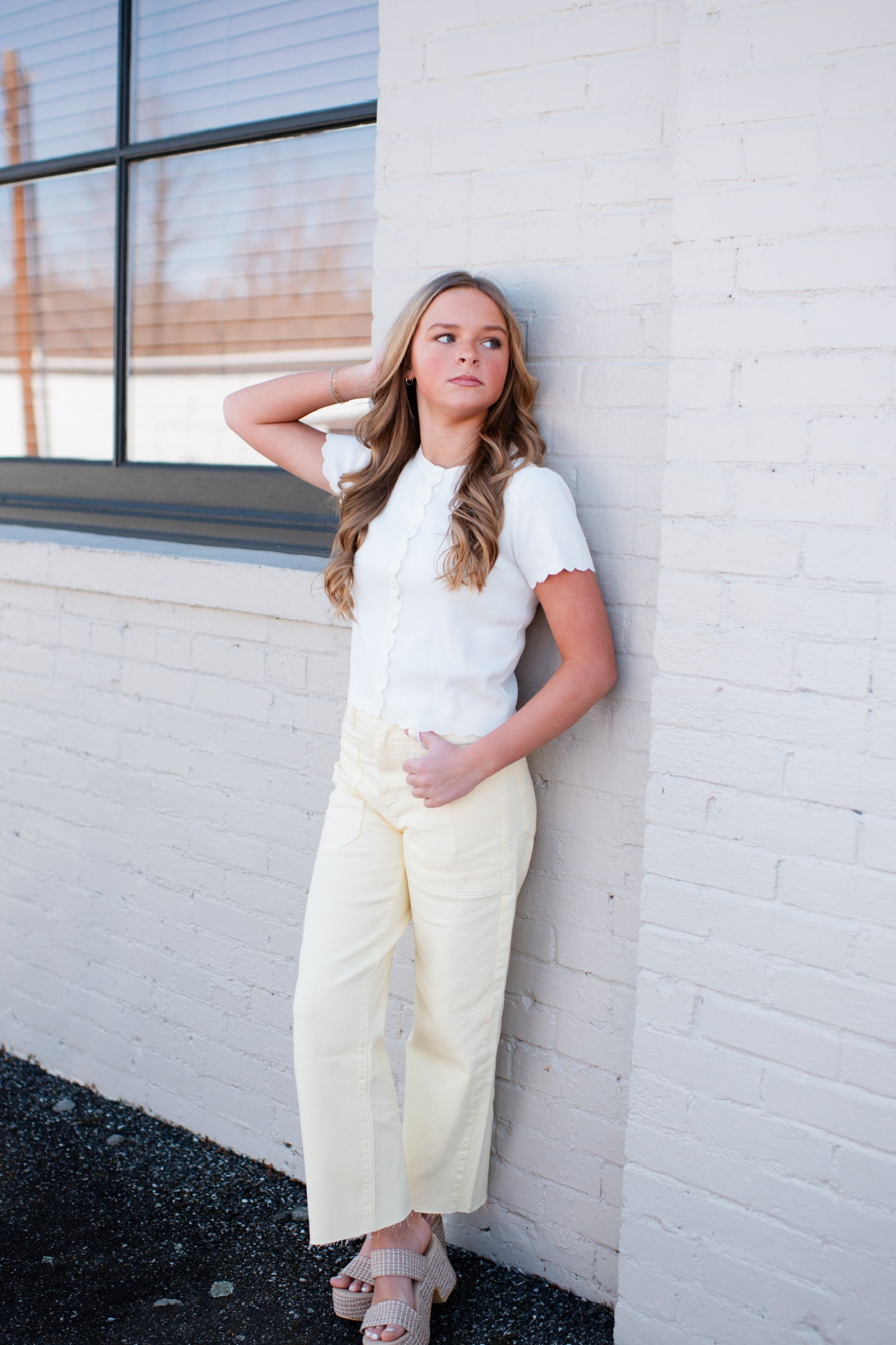 Josiah Pastel Yellow Utility Wide Leg Jean