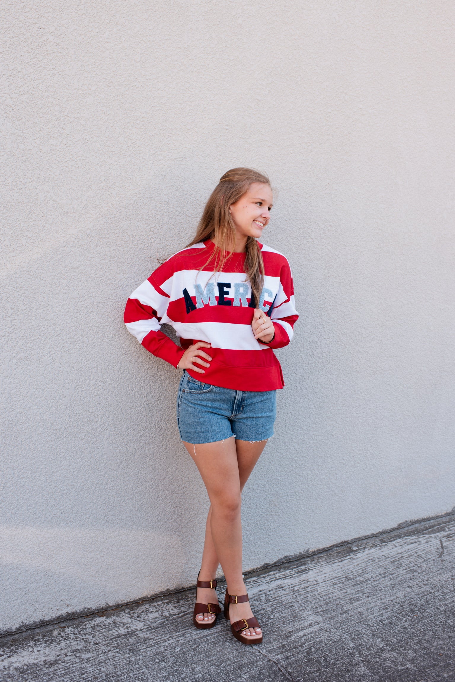 America Striped Crewneck