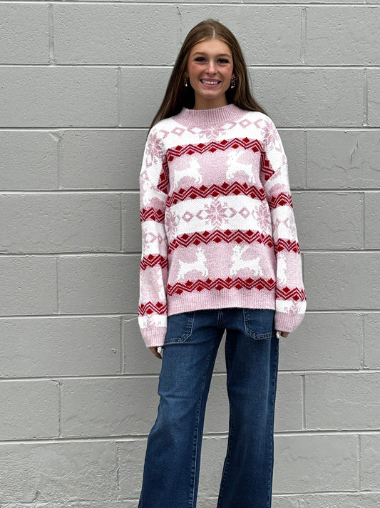 Pink Reindeer Sweater