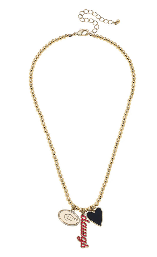 Georgia Bulldogs Ball Bead Charm Necklace