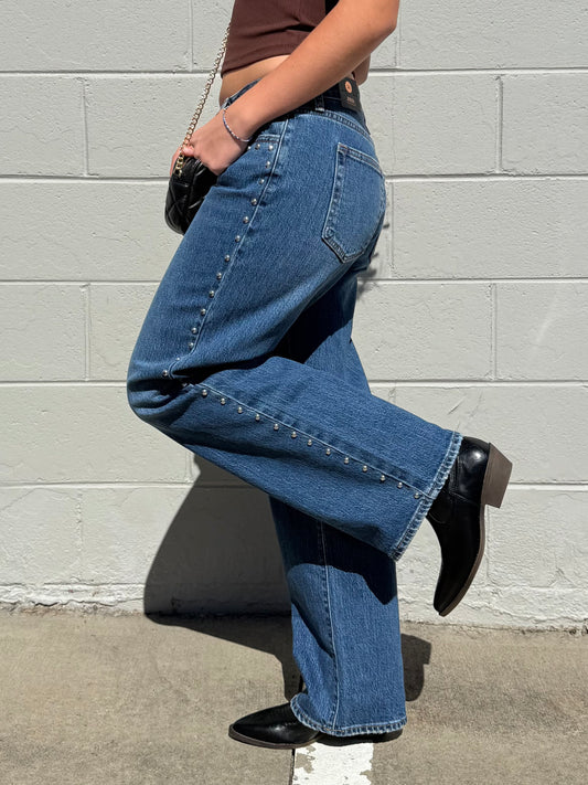 Low Rise Studded Jeans