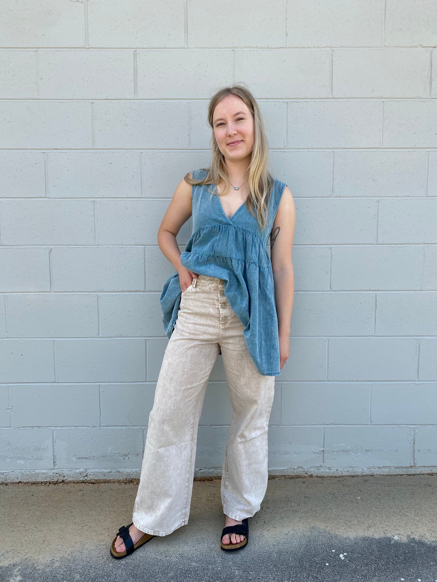 Vintage Tan Wide Leg Jeans