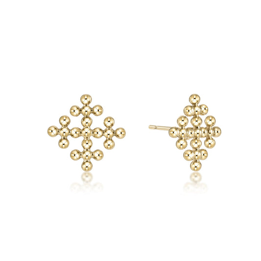 enewton Classic Beaded Signature Cross Encompass Gold Stud