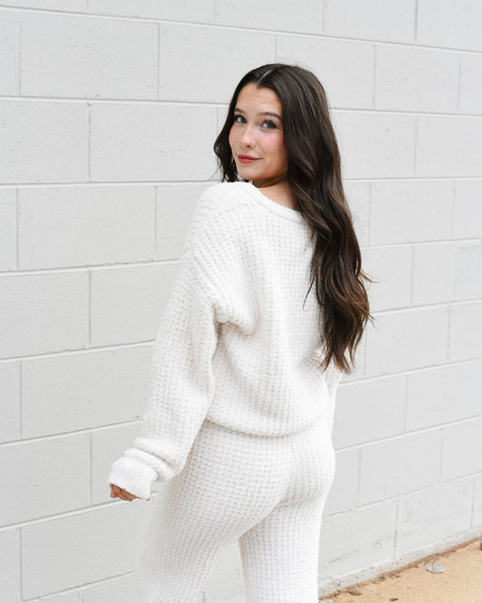 Softies Waffle Marshmallow V-Neck Top