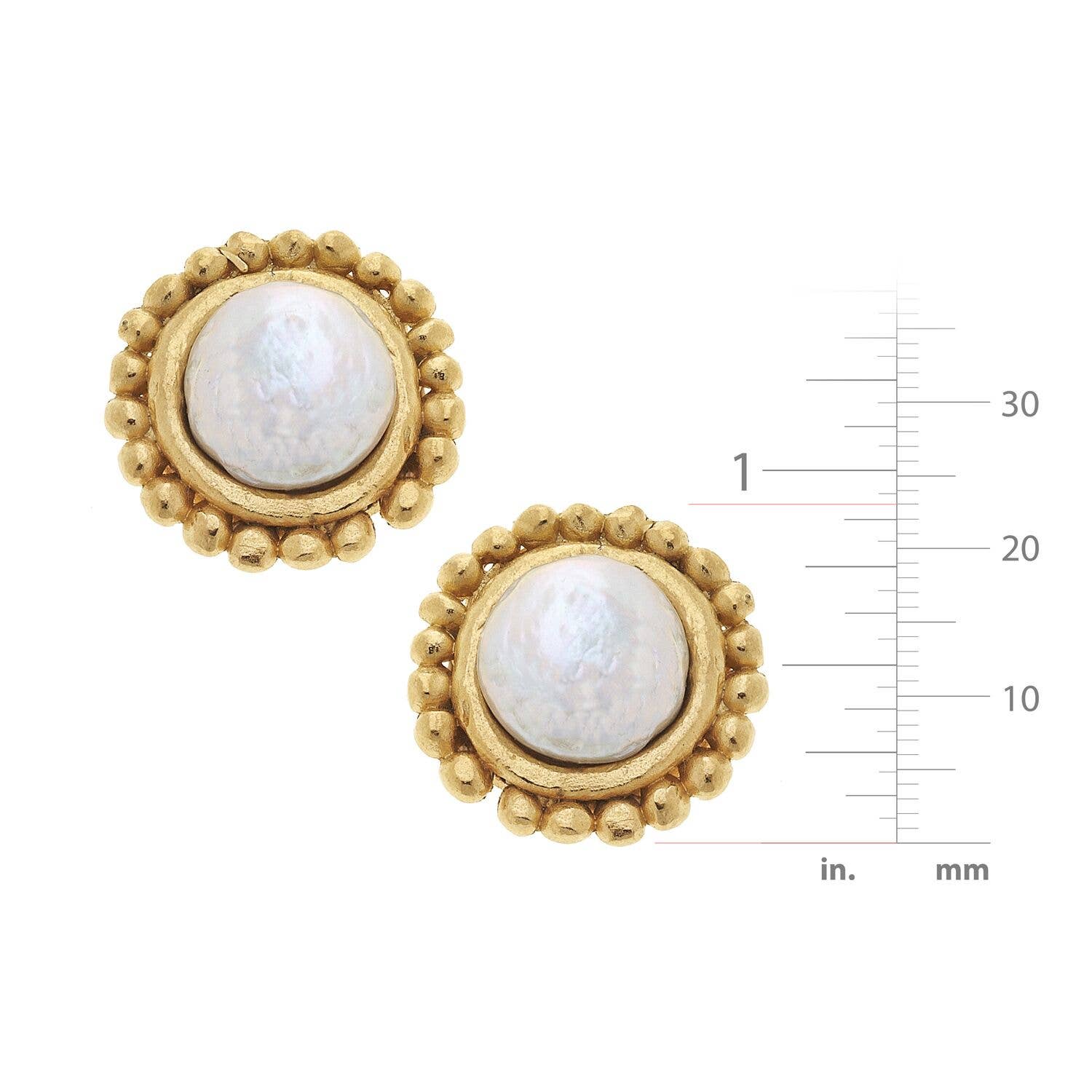 Susan Shaw Gold with Coin Pearl Pierced Earrings