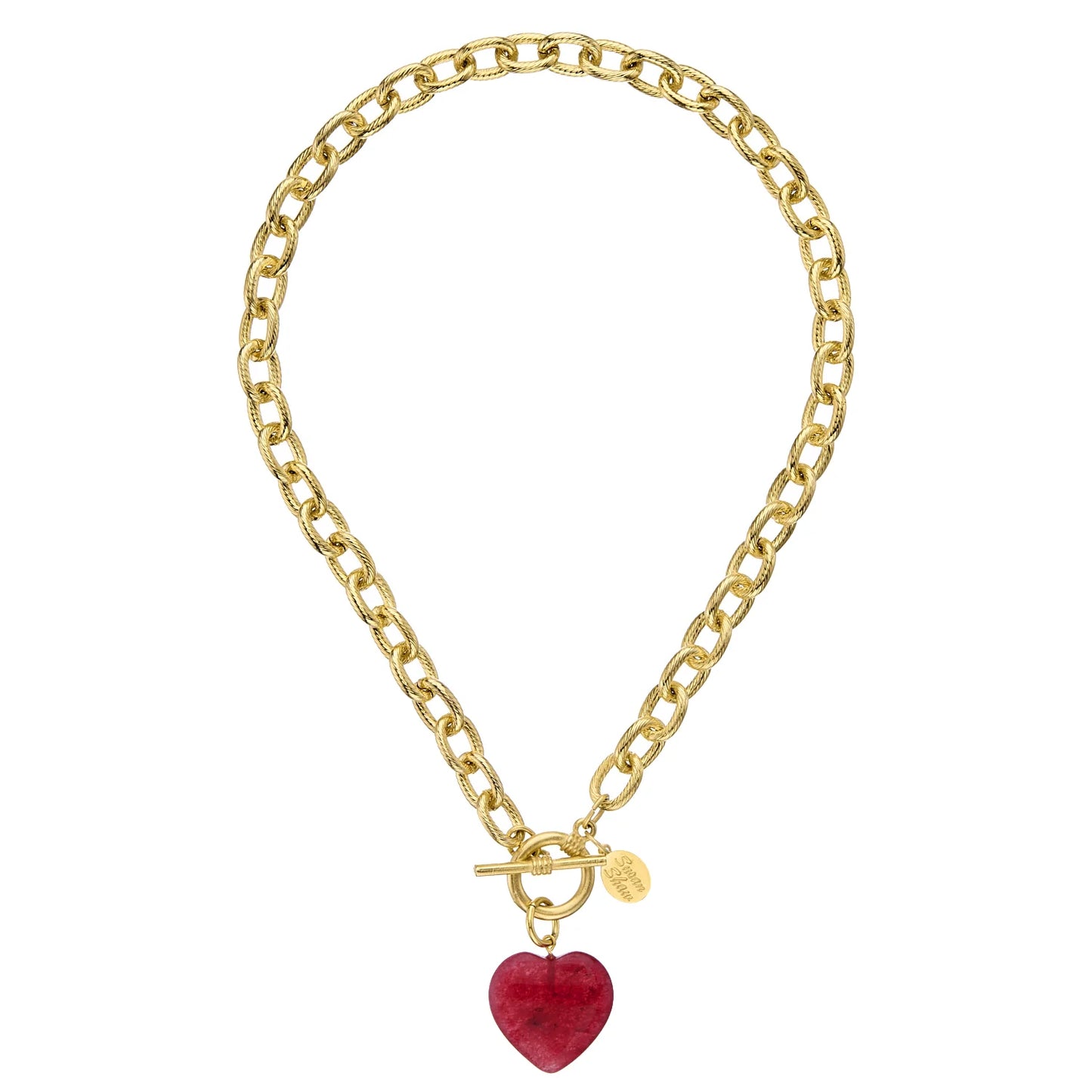 Susan Shaw Cherry Quartz Heart Necklace