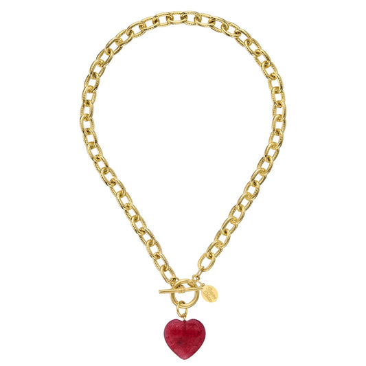 Susan Shaw Cherry Quartz Heart Necklace