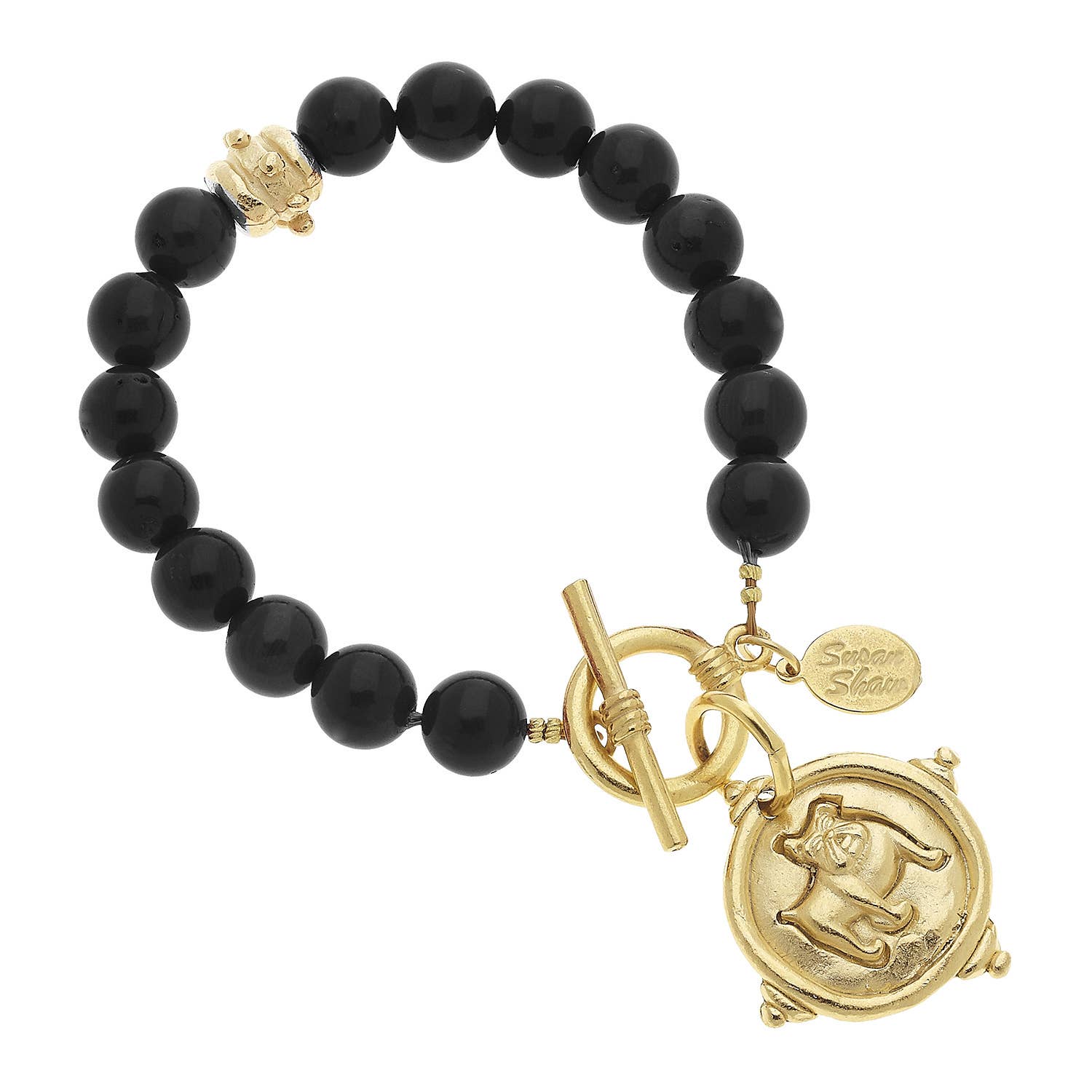 Susan Shaw Bulldog Onyx Bracelet
