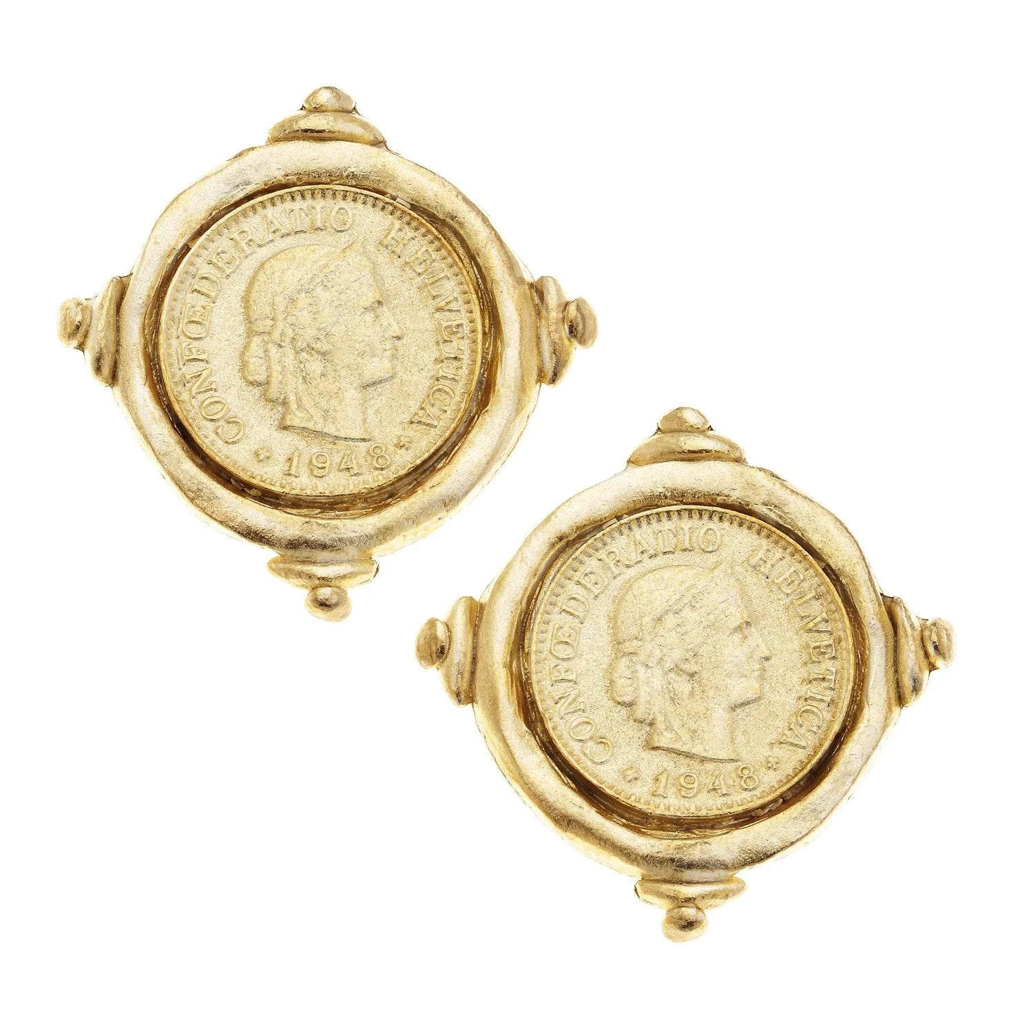 Susan Shaw Gold Coin Earrings
