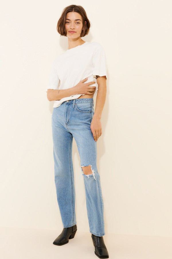 JBD High Rise Long Straight Light Wash Jean