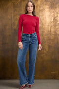 Judy Blue Mid Rise Wide Leg Dark Wash