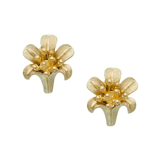 Susan Shaw Gold Lily Flower Earrings